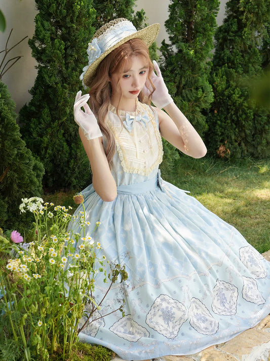 [Sales period ended] Forget Me Not Pastel color printed jumper skirt