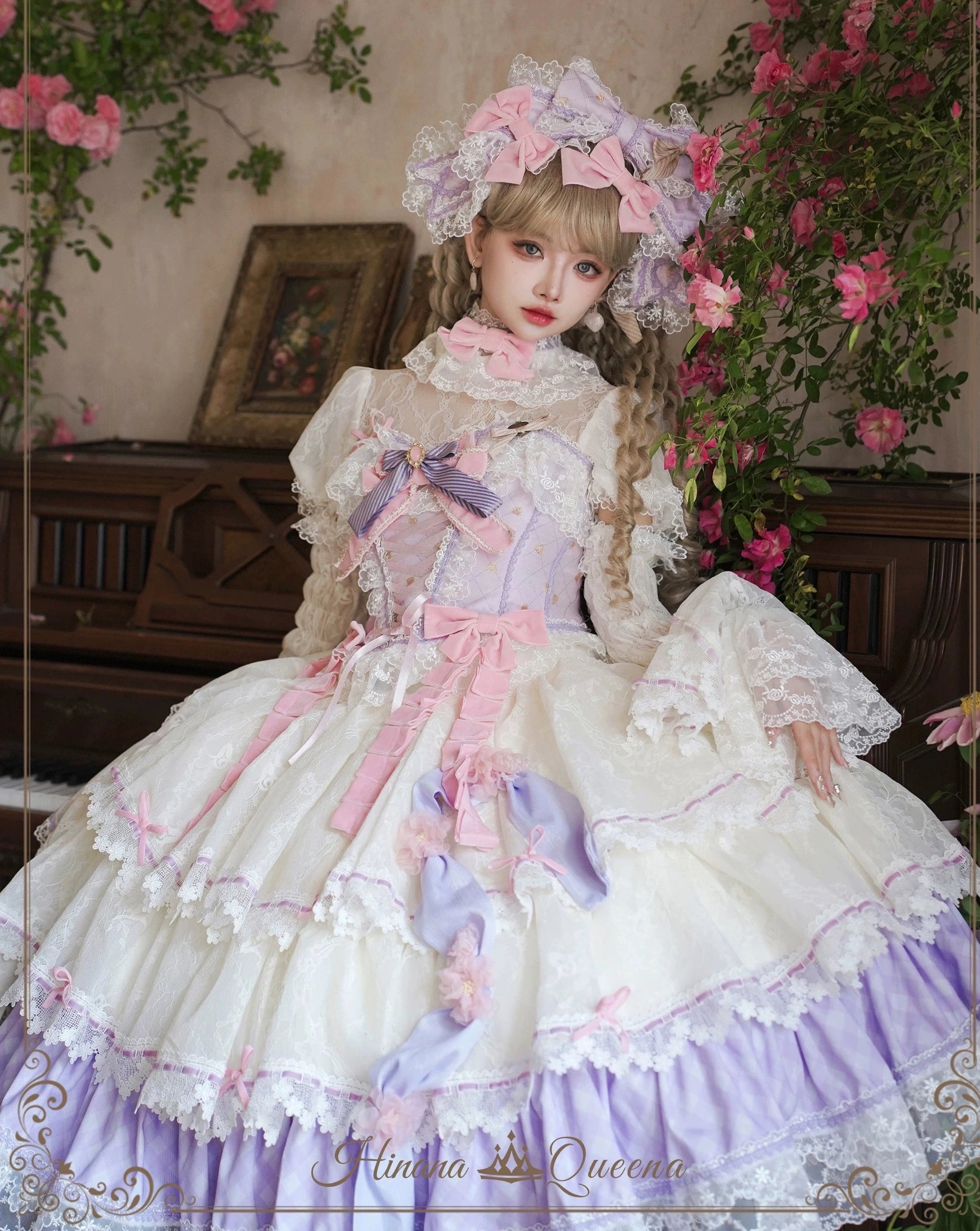 【再販・受注予約8/8まで】Dream Alice ラグジュアリーセットアップ／パープル／ショート丈