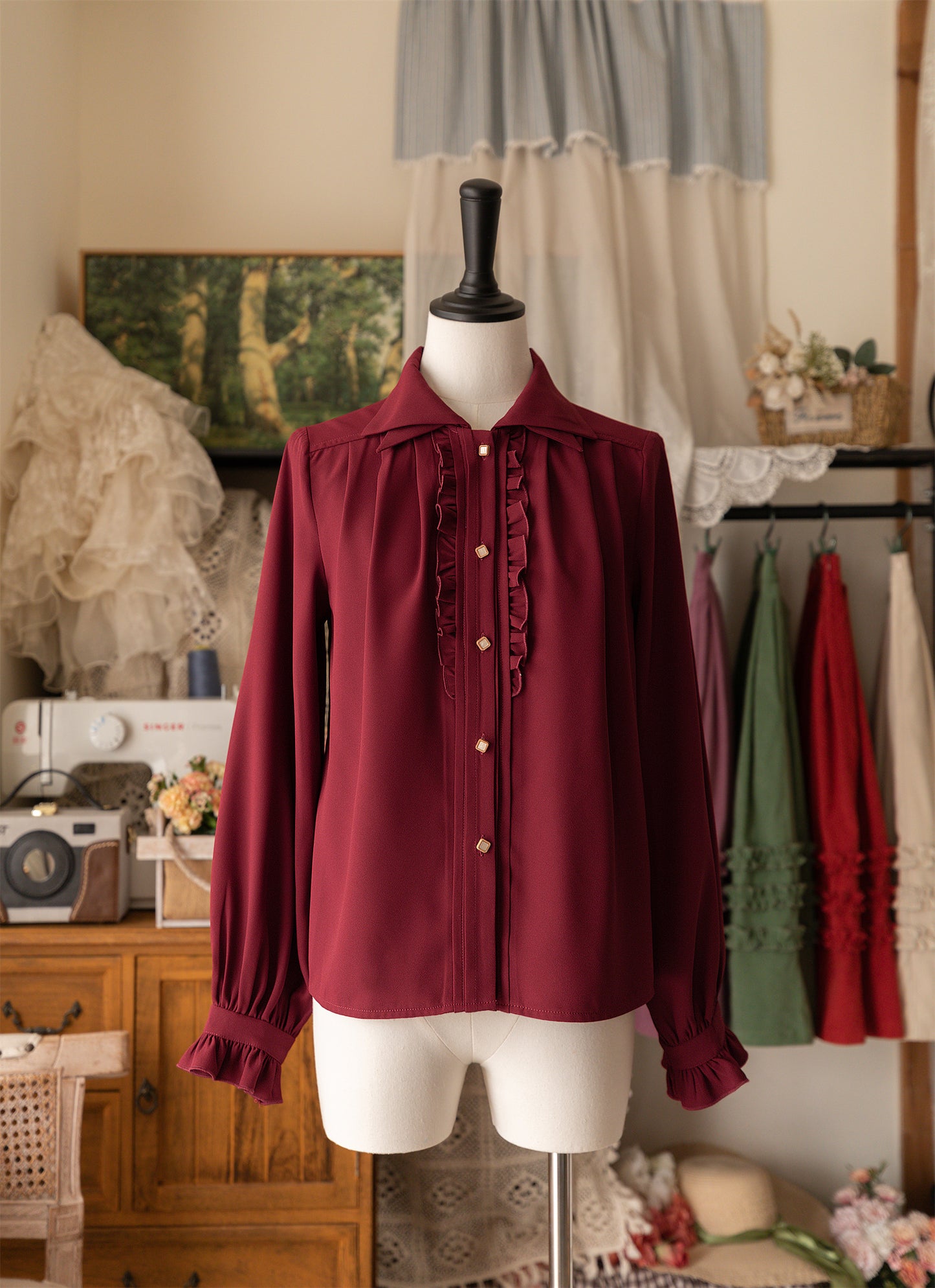 【予約販売】Forest Basket 4.0ダブルカラーフリルブラウス【合わせ買いで20%オフ】