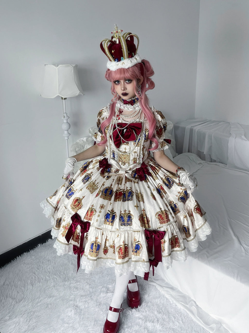 【再販・受注予約3/9まで】Star Crown ベルベットリボンのプリントワンピース