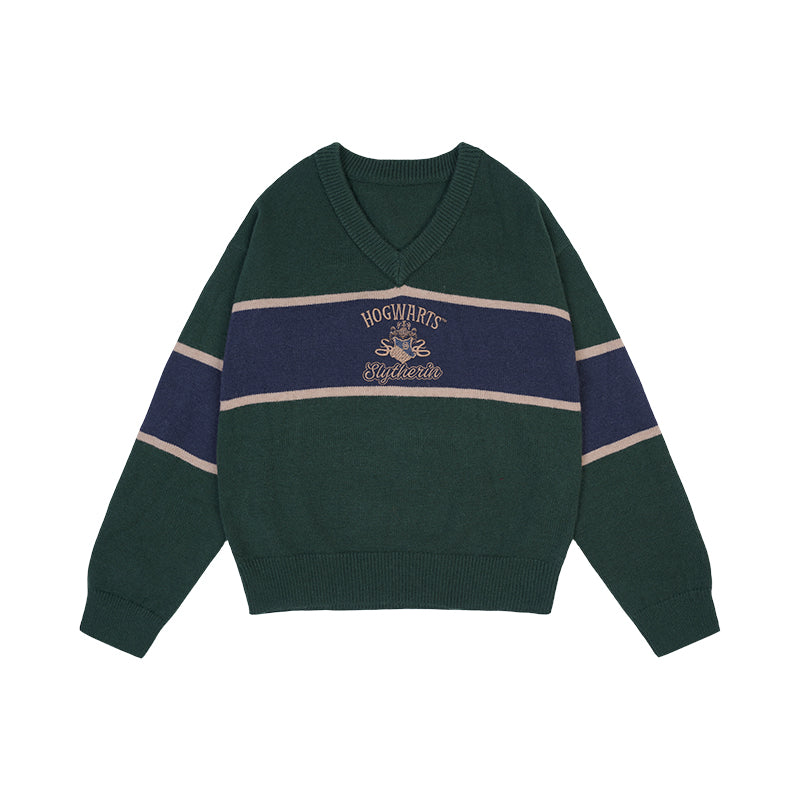 [Pre-order] Hogwarts School of Witchcraft and Wizardry V-neck blocking knit