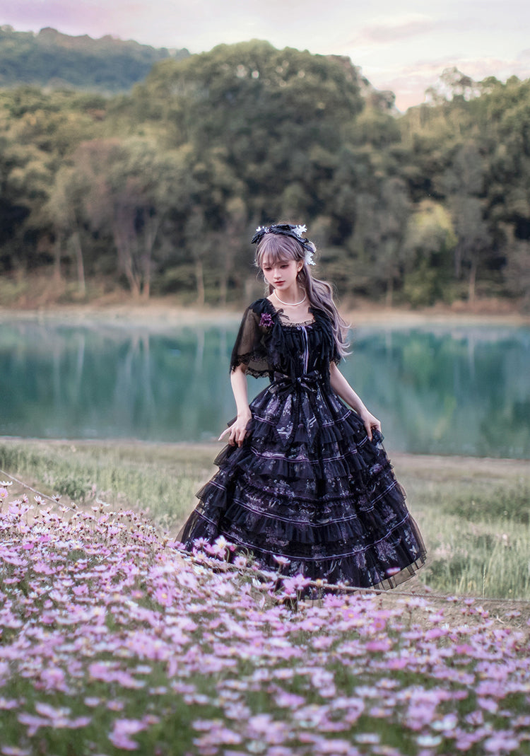 【受注予約3/12まで】The Veil of the Flora ティアードジャンパースカート
