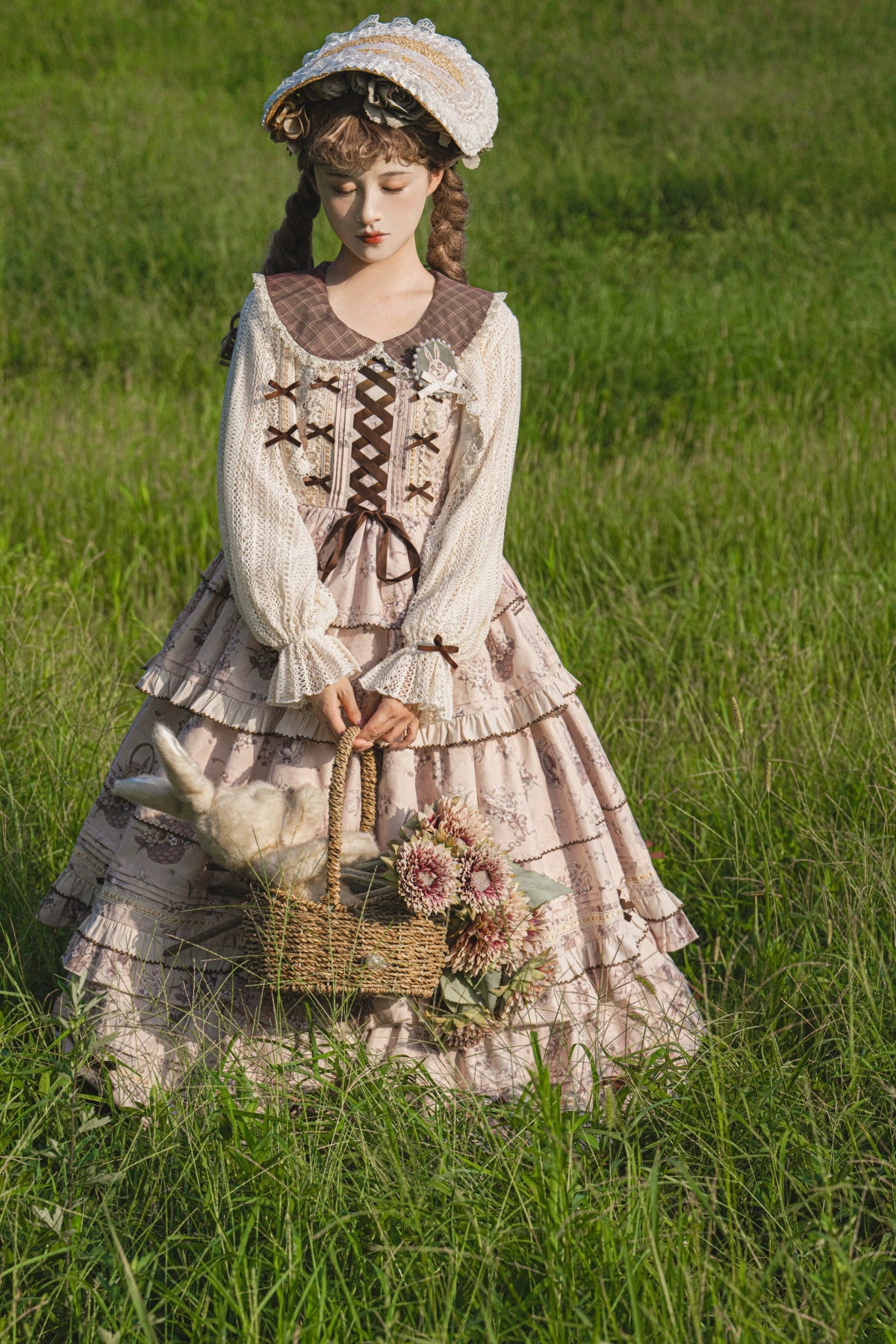 Flower Basket Country style jumper skirt and cardigan