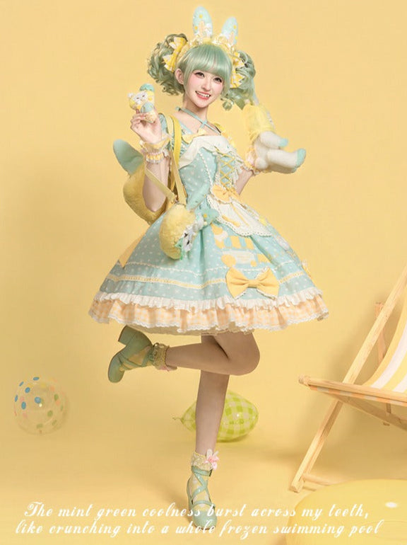 【受注予約9/8まで】Summer Ice Cool リボンの水玉ワンピース