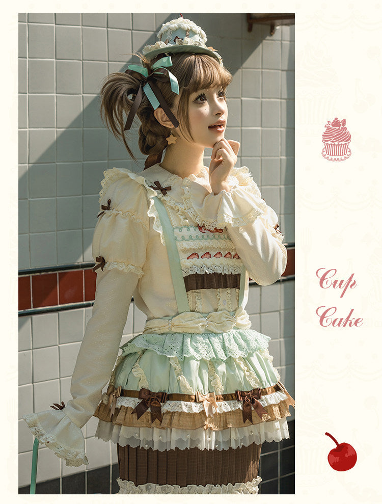 【受注予約1/26まで】Sweet Cup Cake サスペンダースカート
