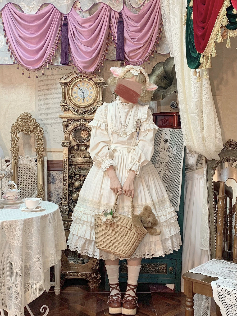【予約販売】Sweetie Sheep ショルダーストラップ付きスカート・無地タイプ