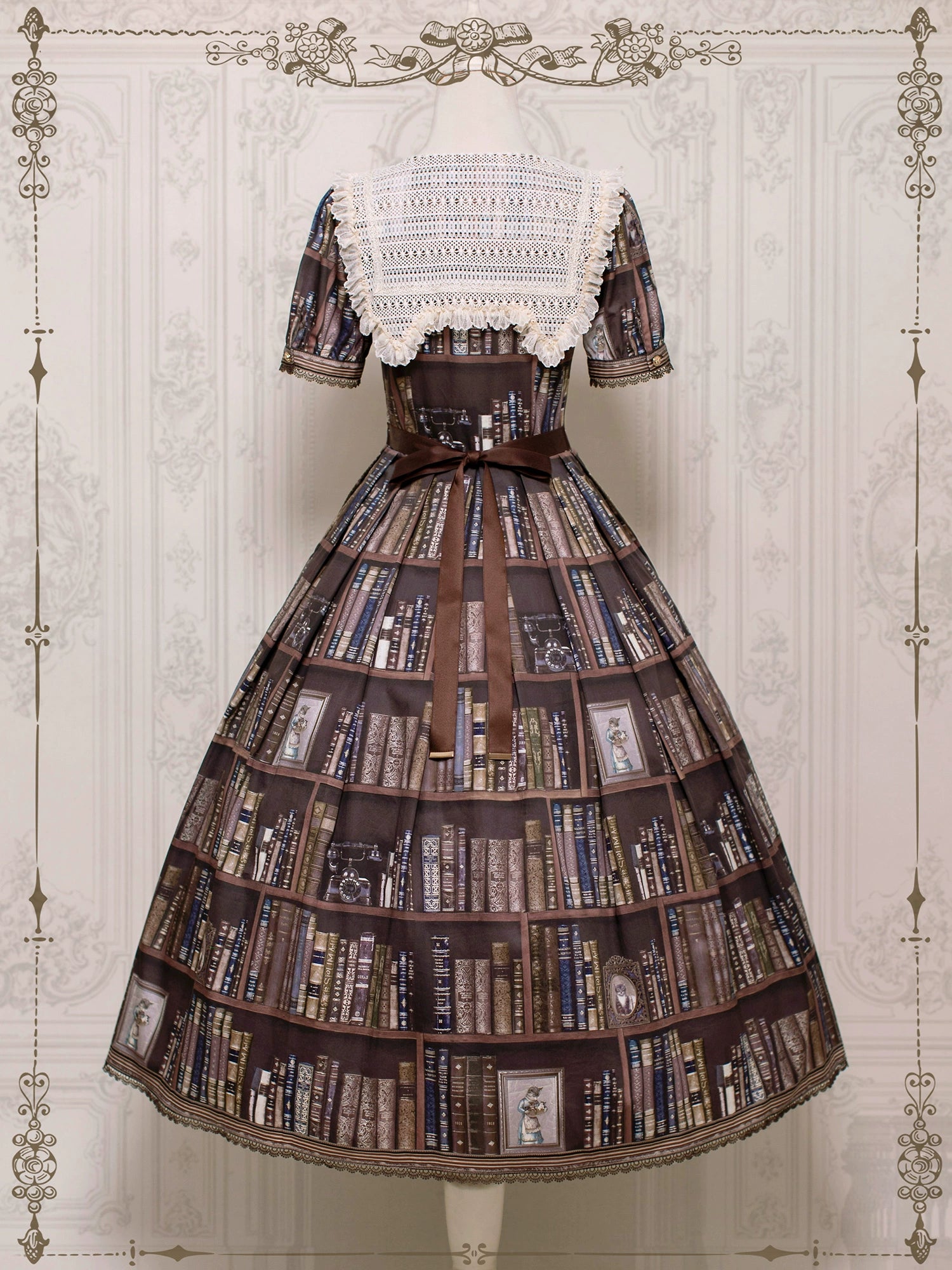 【受注予約6/19まで】Kitty Bookshelf 半袖ワンピース