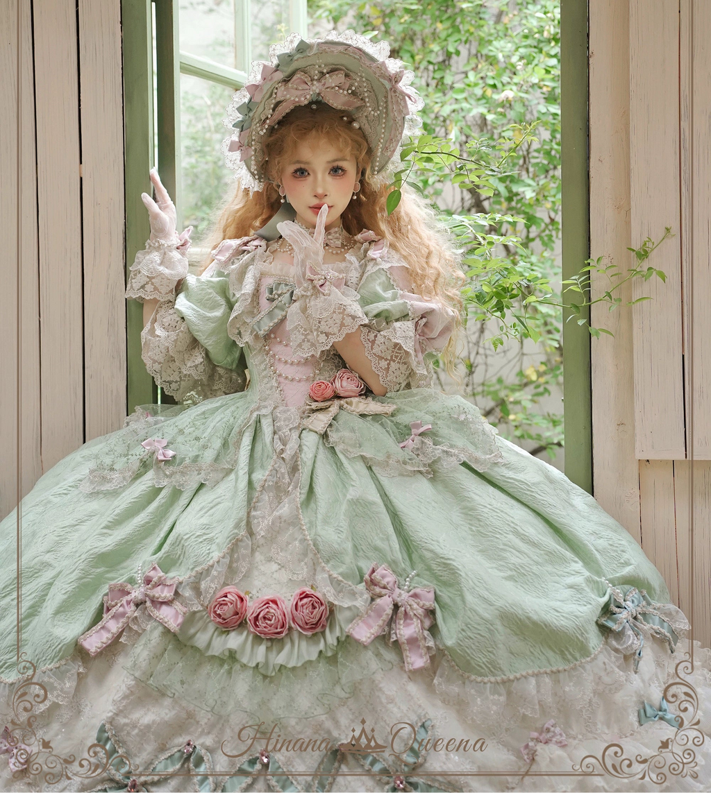 【受注予約6/26まで】Mirror Snow White プリンセスロングドレス・パステルグリーン