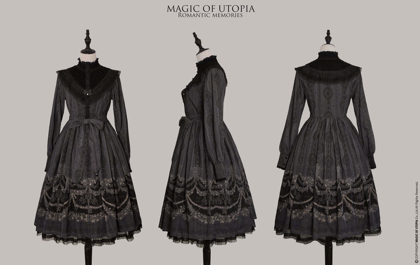 [Sale period ended] Romantic Memories Stand Collar Dress