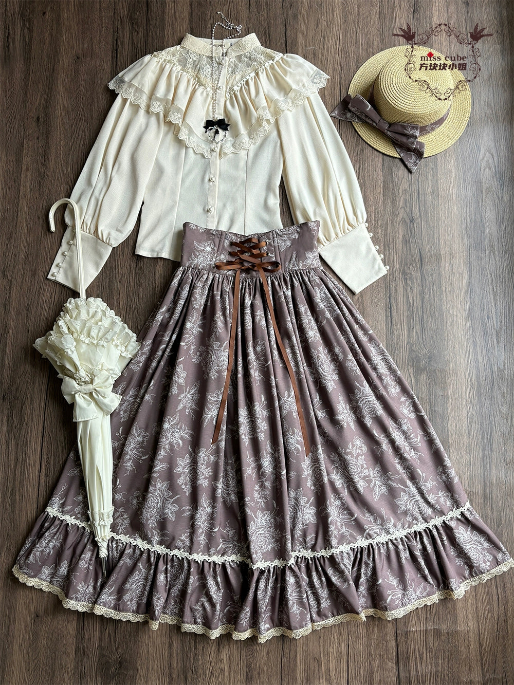 【予約販売】Sketch Wild Rose ハイウエストスカート プリントタイプ