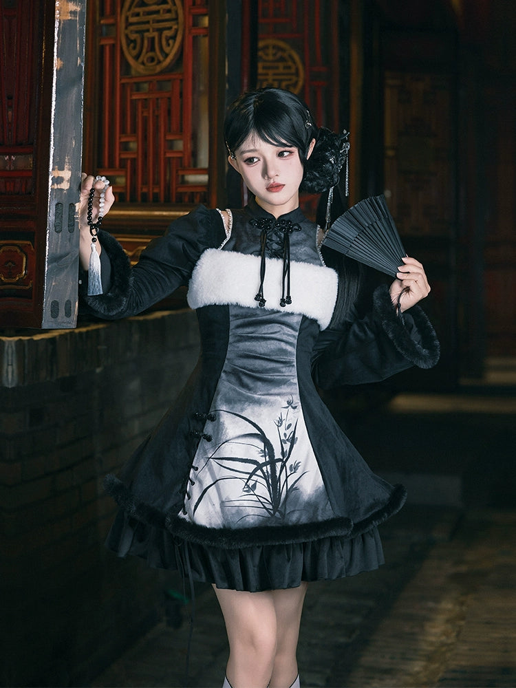 黒蘭 ショルダーカットワンピース