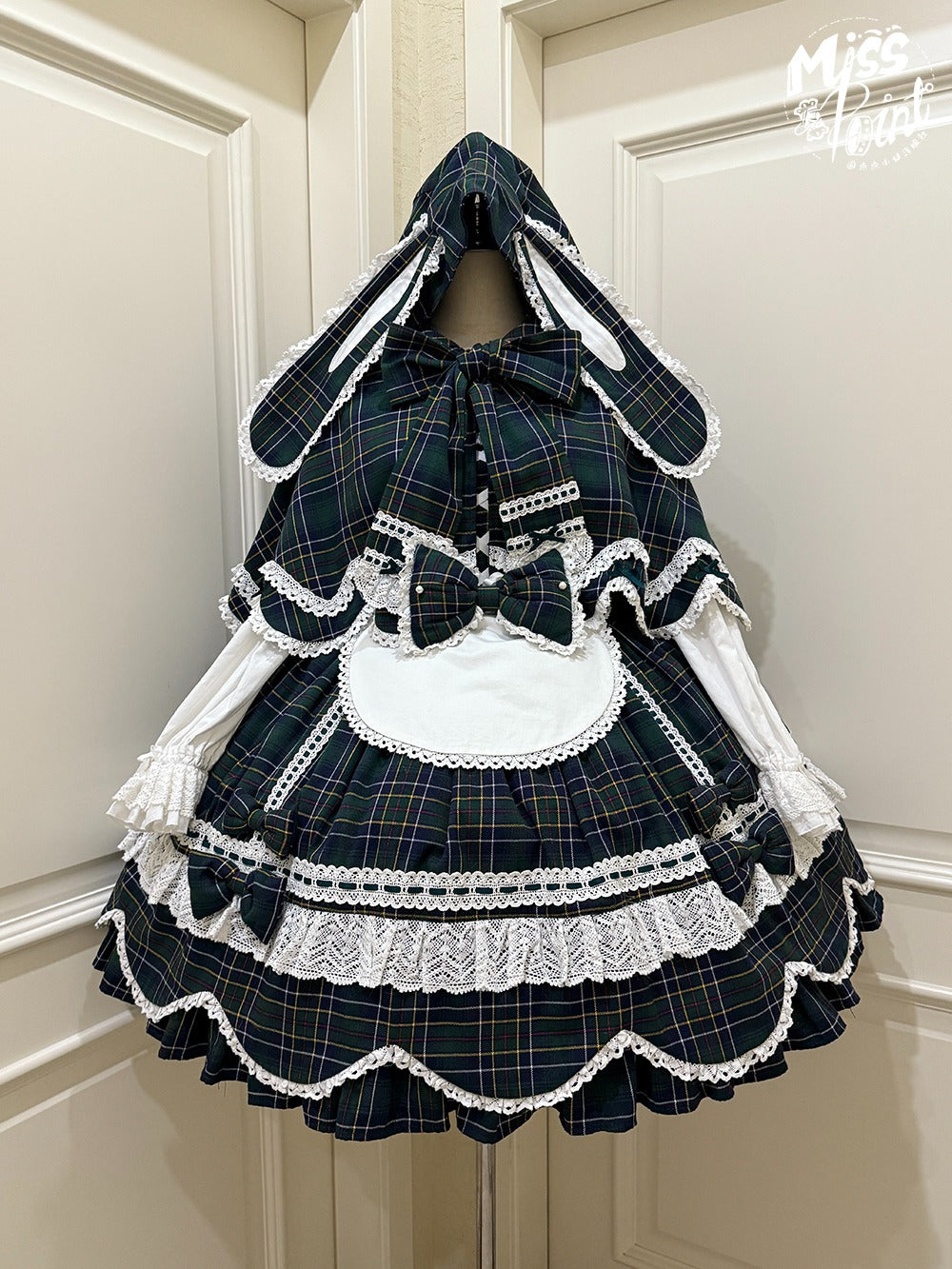 【予約販売】Checkered Petal Rabbit うさ耳付きケープ