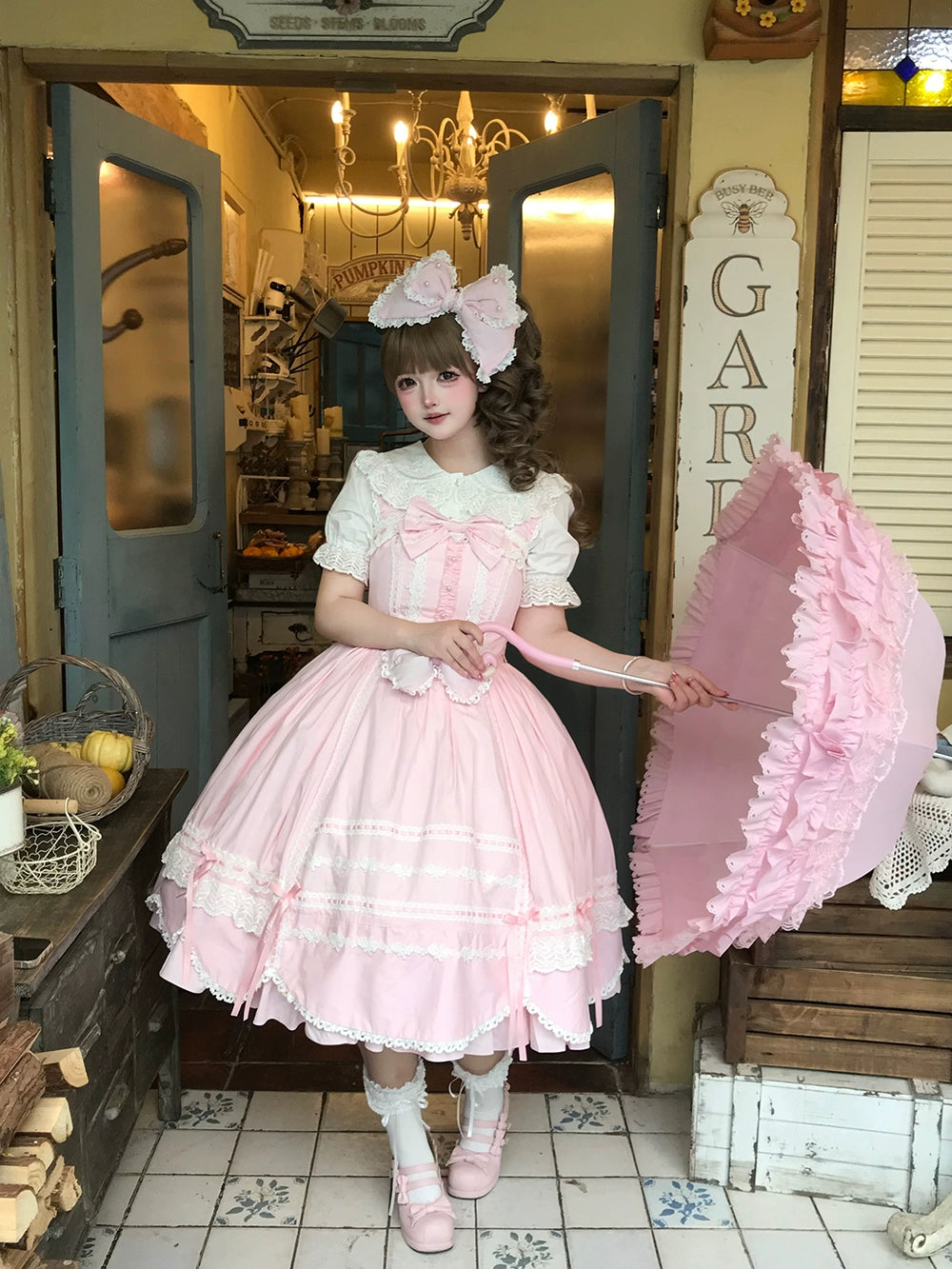 【予約販売】Antique Petal Rabbit リボンジャンパースカート
