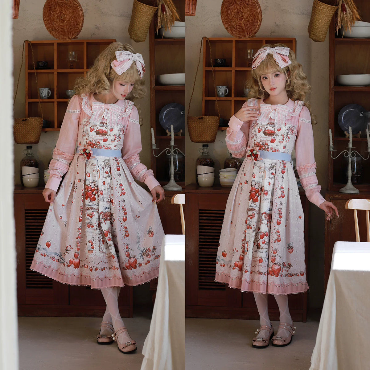 【受注予約10/29まで】Strawberry Manor プリントジャンパースカート・ミドル丈