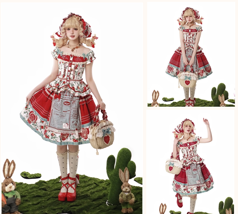 【販売期間終了】Apple Paradise トップス＆スカートのセット・ショート丈