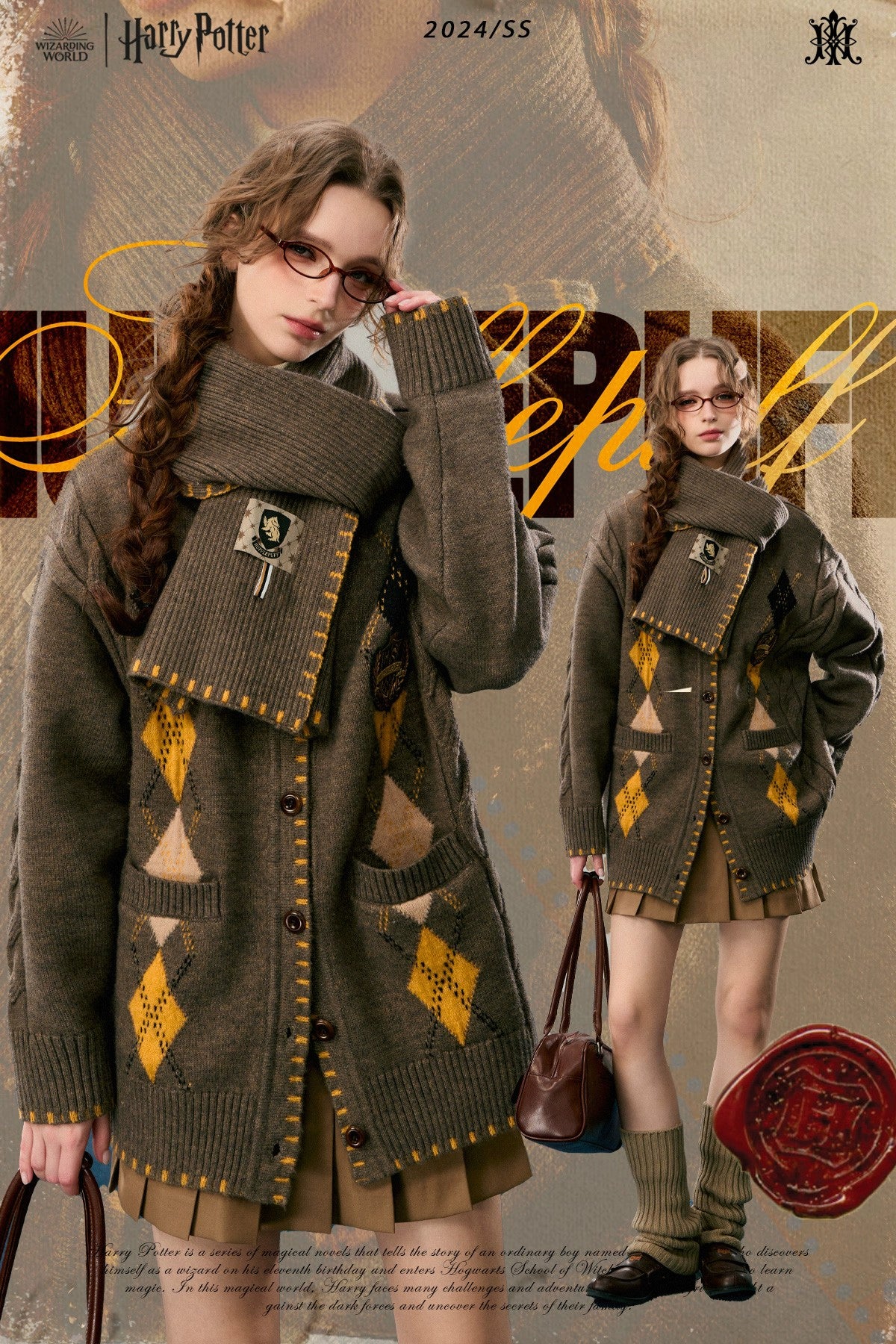 [Pre-order] Hogwarts School of Witchcraft and Wizardry Argyle Cardigan with Scarf