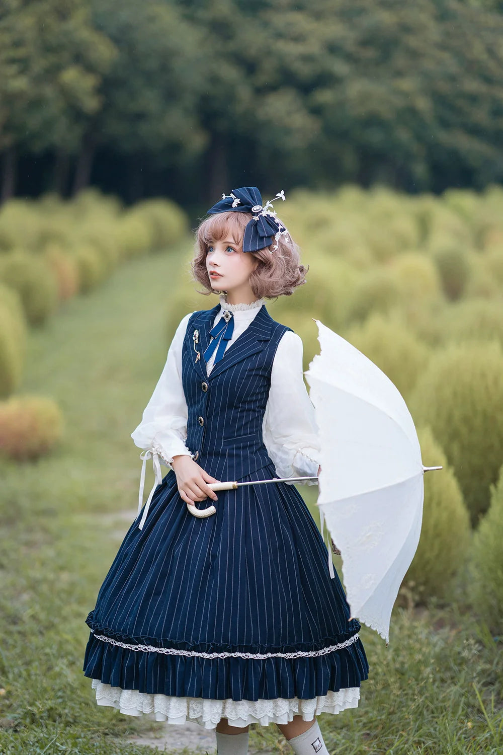 【予約販売】英国クラシカルロリィタ 縦縞ハイウエストスカート