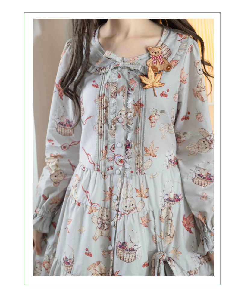 [Pre-orders available until 11/4] Autumn Rabbit Bear One-piece dress and jumper skirt simple version