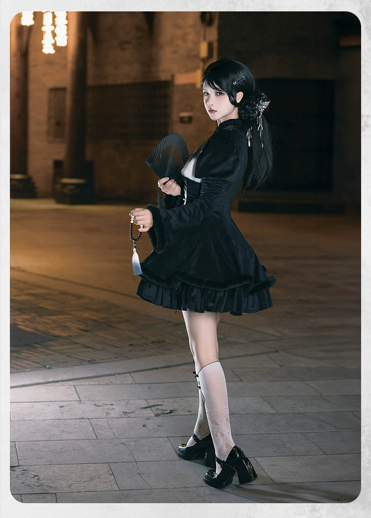 黒蘭 ショルダーカットワンピース