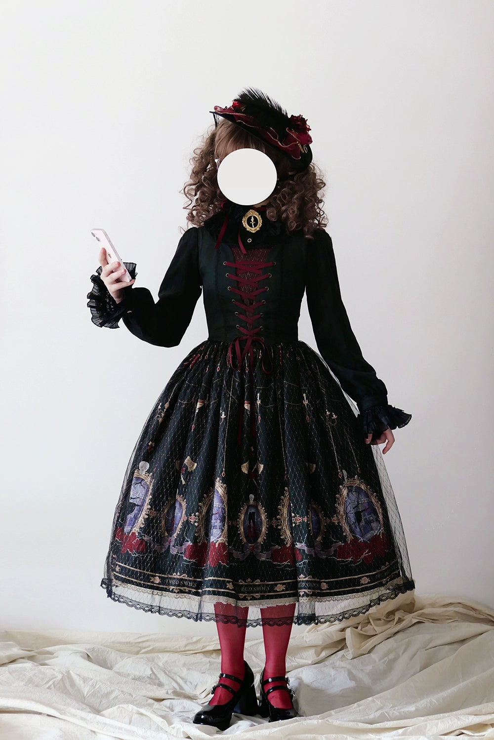 The Red Shoes Gothic Lolita Print Jumper Skirt