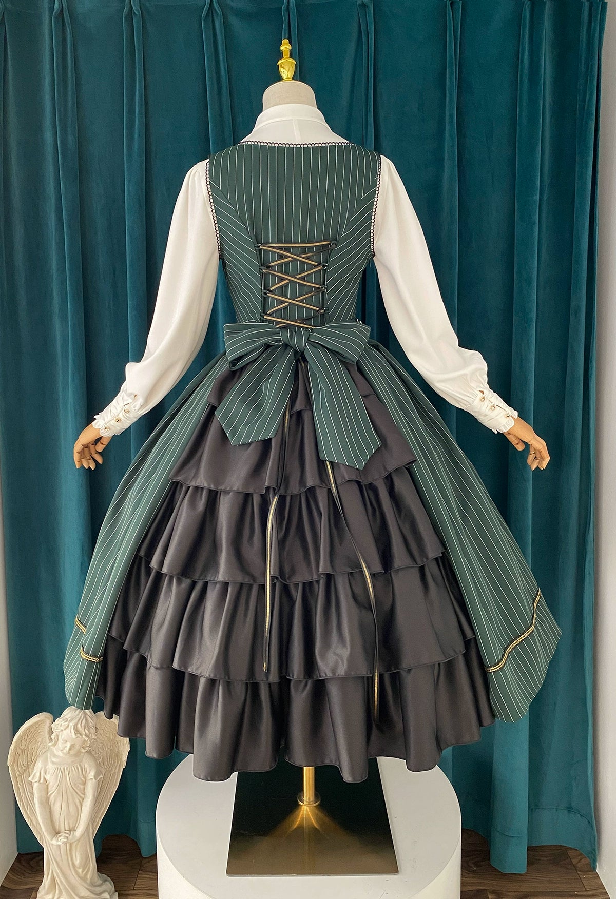 [Pre-orders available until 9/29] Bright Moon Corset Jumper Skirt Stripe [Green]