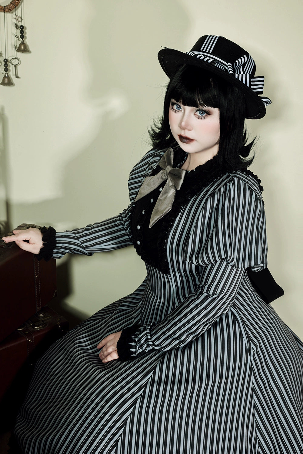 【予約販売】Classic Chocolat Stripe ストライプワンピース・ロング丈