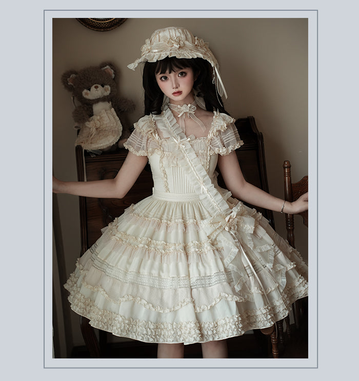 【受注予約4/28まで】Camellia Dream スクエアネックワンピース・ショート丈