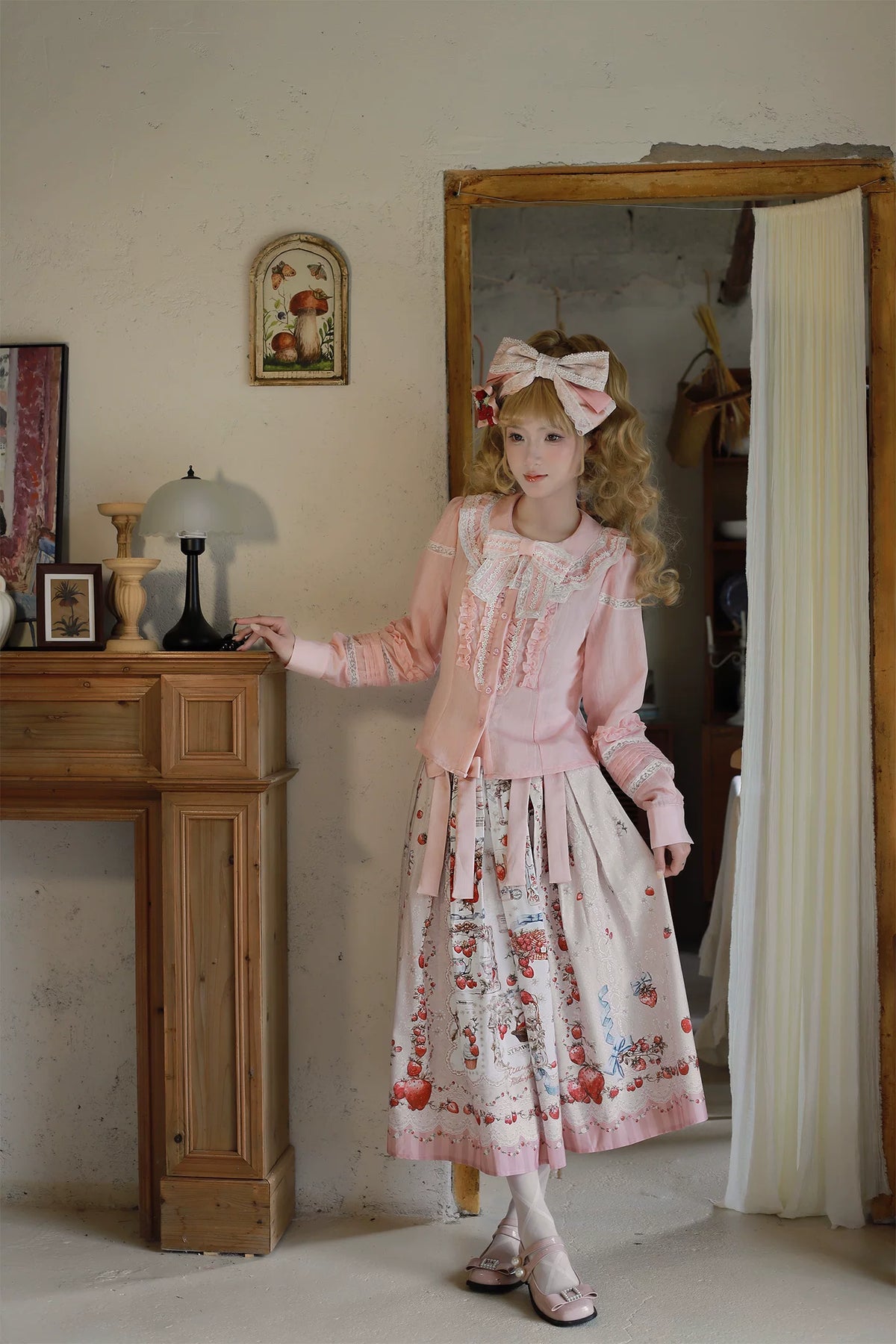 【受注予約10/29まで】Strawberry Manor プリントスカート・ミドル丈