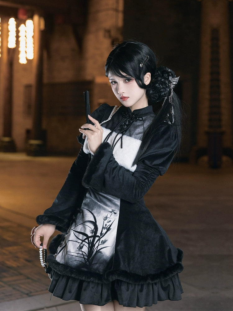 黒蘭 ショルダーカットワンピース