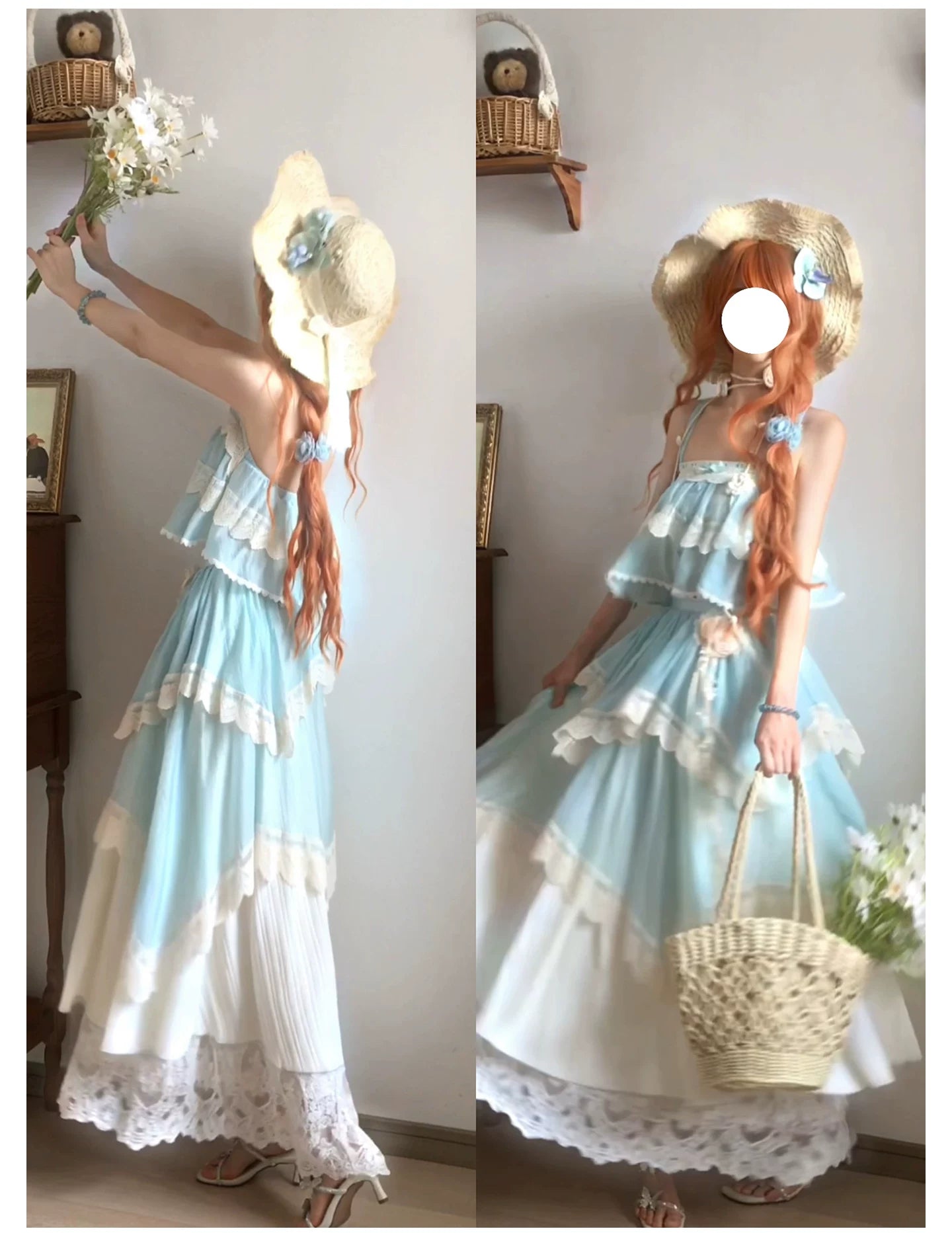Bluebell Summer キャミソールトップスとロングスカートのセットアップ・帽子付き