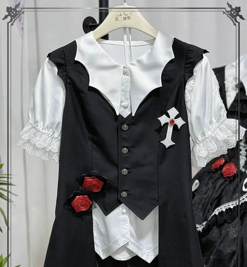 [Pre-orders available until 10/8] Rose of the Night - Vest with rose brooch