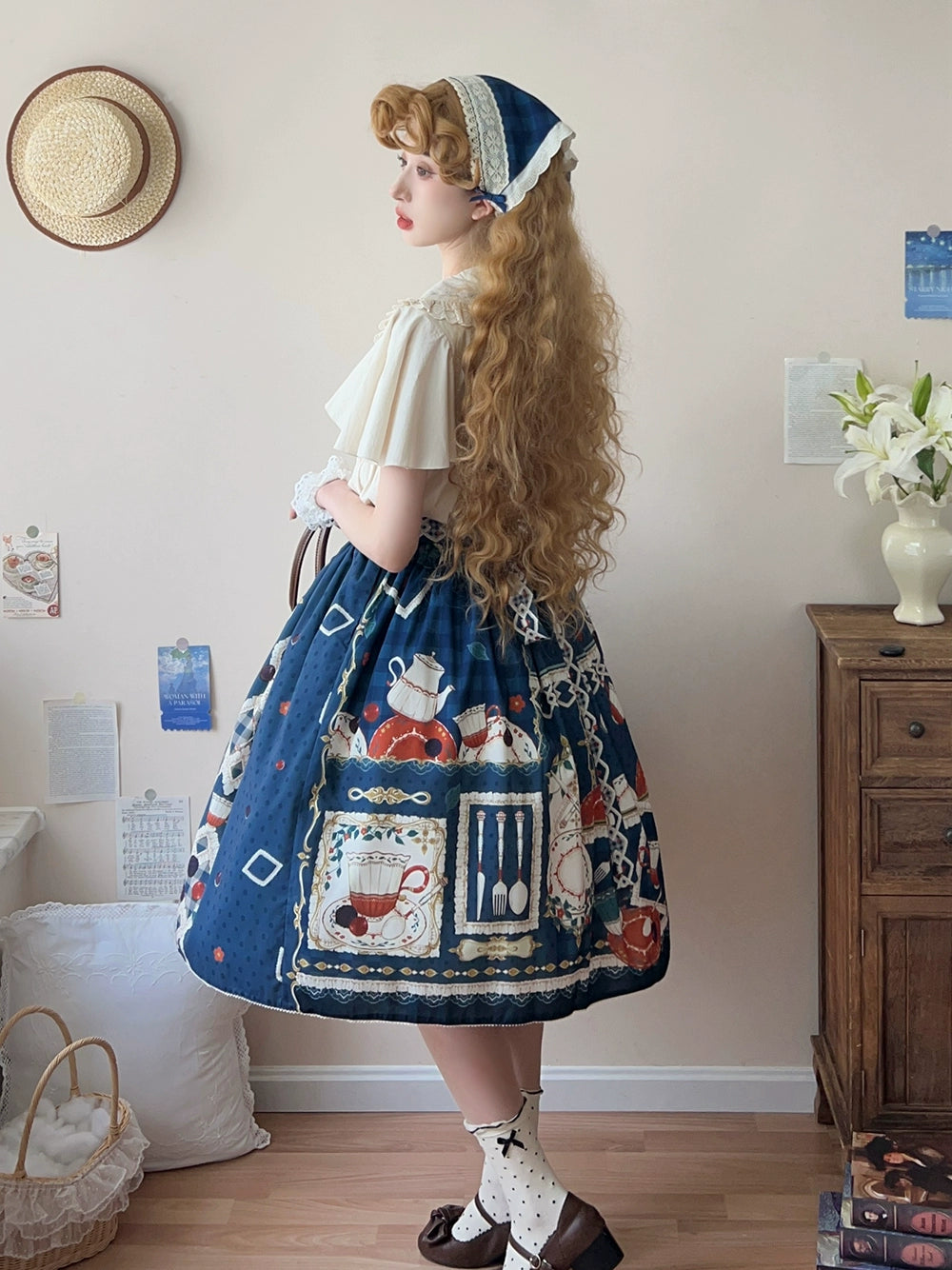 【予約販売】Picnic Tea Party 2wayサロペットスカート