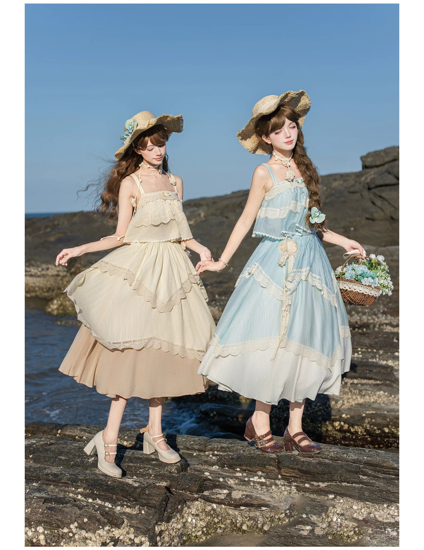 Bluebell Summer キャミソールトップスとロングスカートのセットアップ・帽子付き