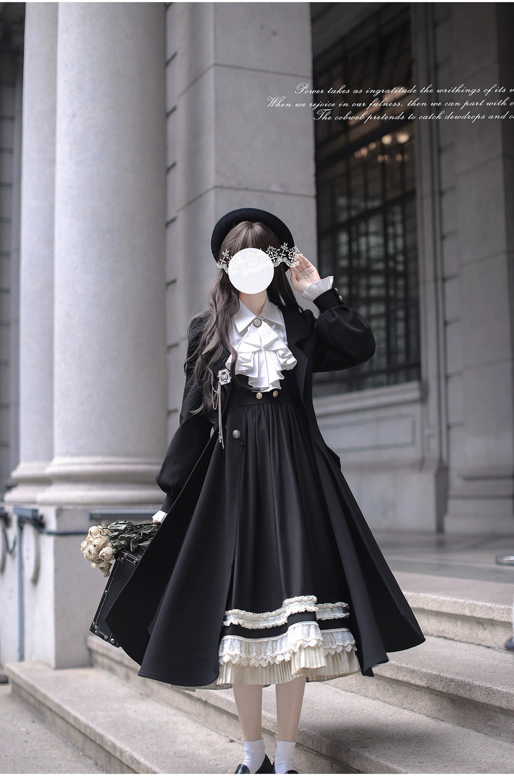 【予約販売】英国風ダブルブレストブラックコート