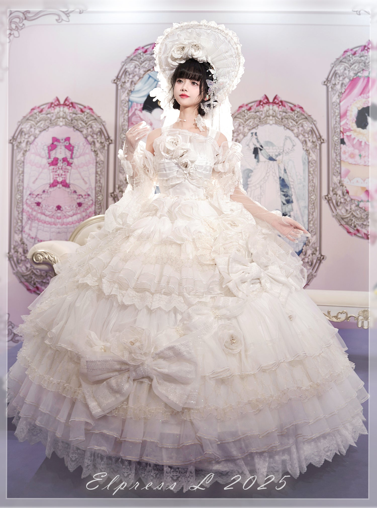 [Pre-orders available until 2/26] Full of Fragrance Dress with Train and Inner Skirt - White