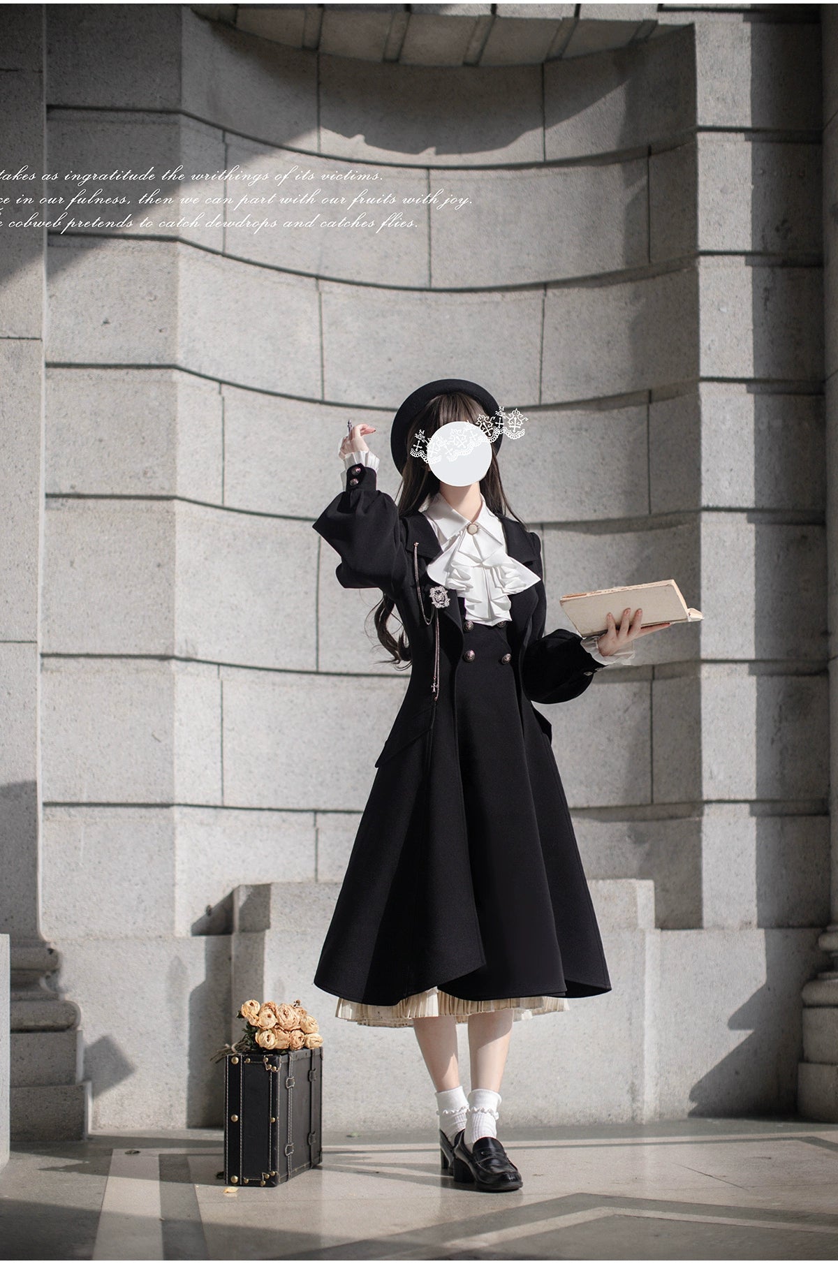 【予約販売】英国風ダブルブレストブラックコート