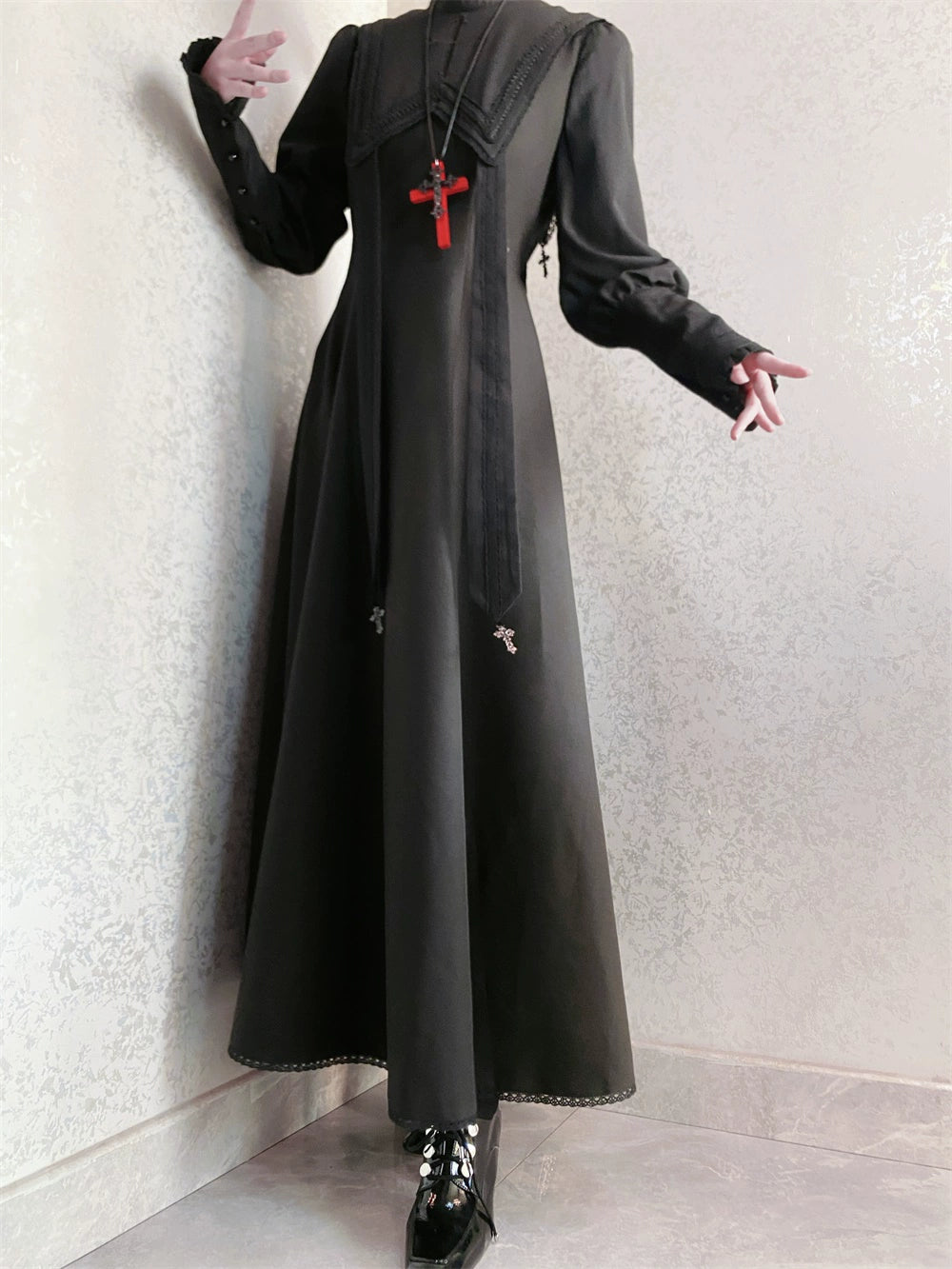 [Pre-orders available until 10/16] Pray on a Moonlight Night Dress, Black, Long Length