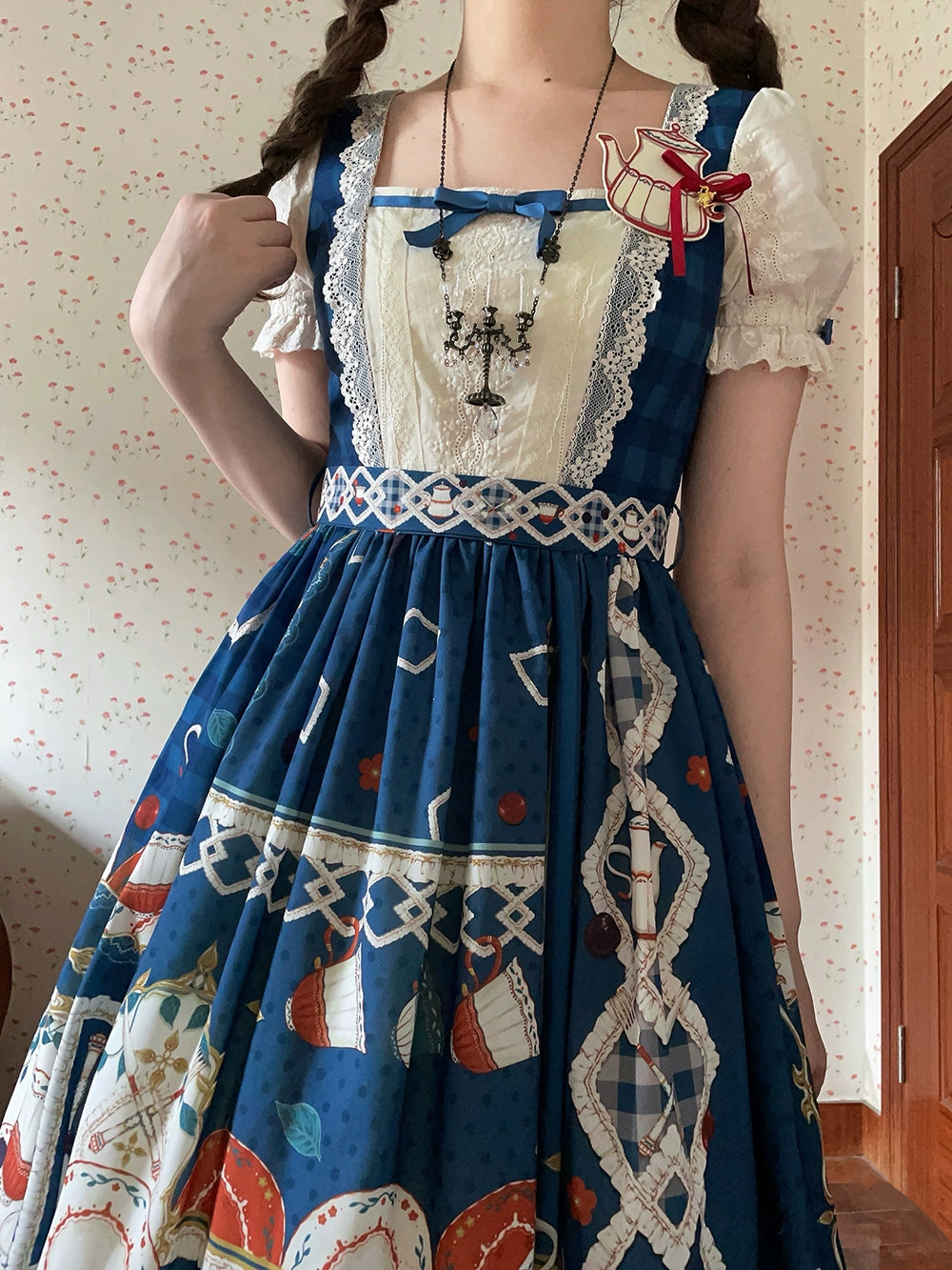 【予約販売】Picnic Tea Party スクエアネックワンピース