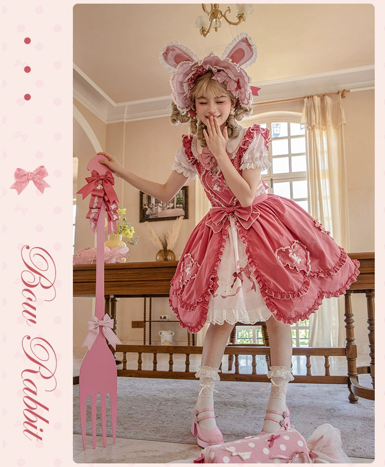 【受注予約6/11まで】Bow Rabbit プリントワンピース