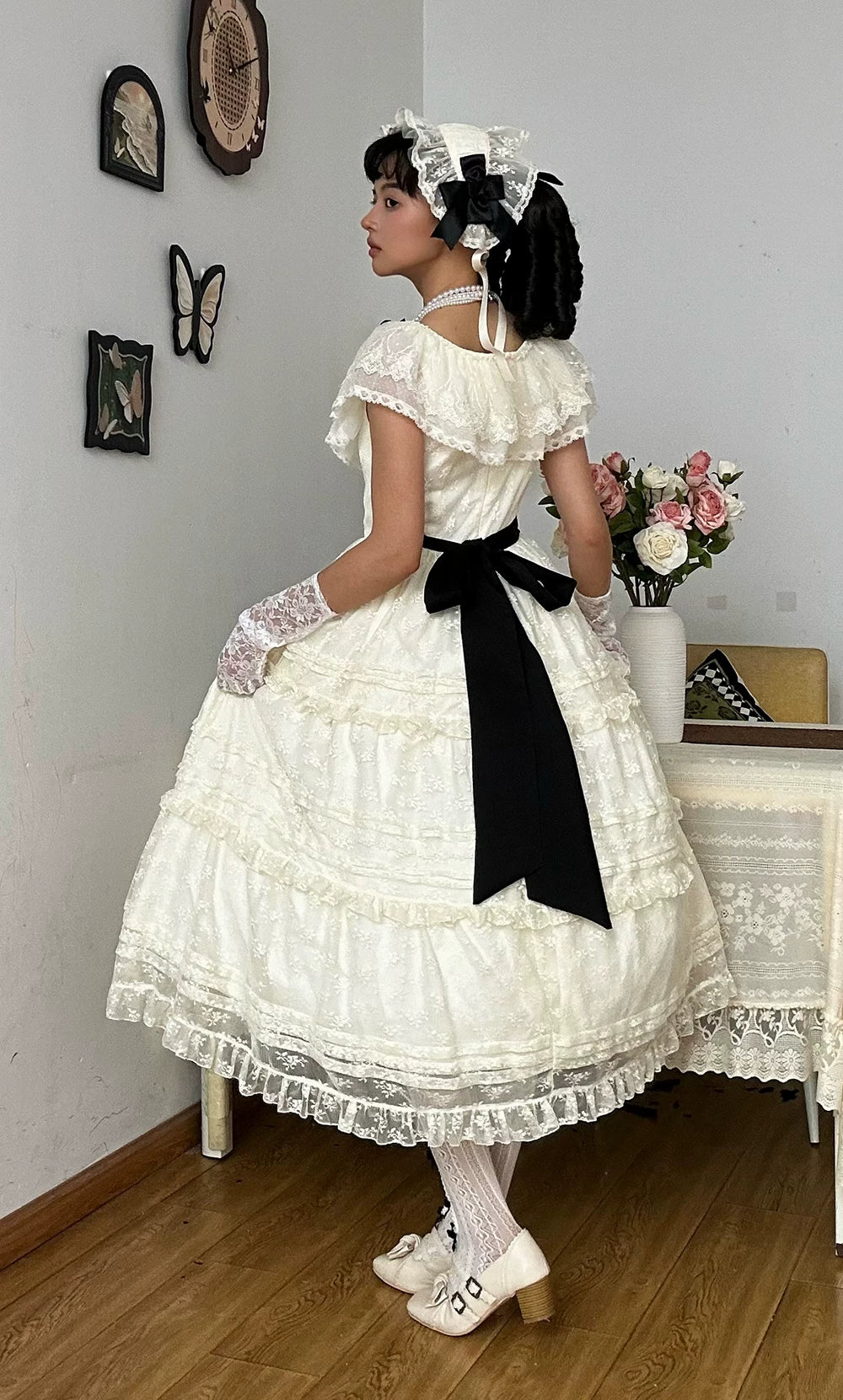 【受注予約10/13まで】Dream Lace ショールレースジャンパースカート