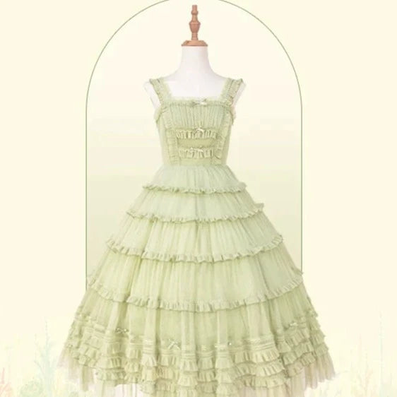[Resale/Pre-orders available until 2/12] Fragrant Grass Polka Dot Tulle Jumper Skirt
