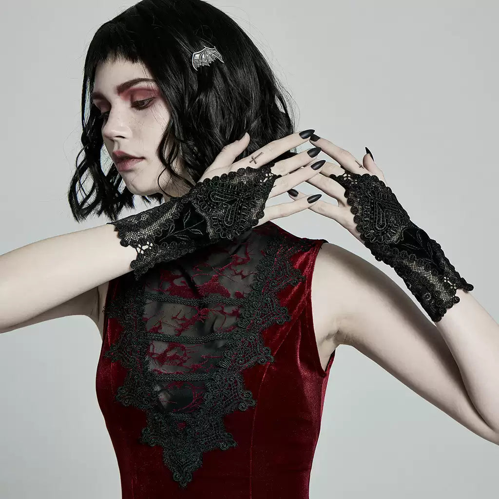 【Punk Rave】ゴシックレース アームカバーグローブ | Dark Lace