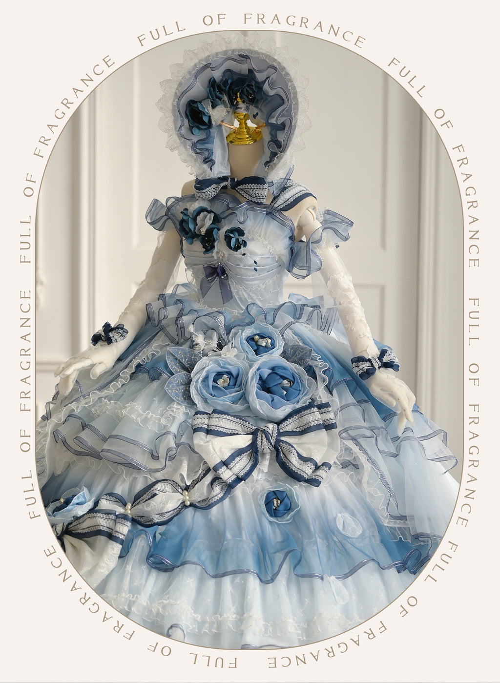 [Pre-orders available until 2/26] Full of Fragrance Dress with Train and Inner Skirt - Blue