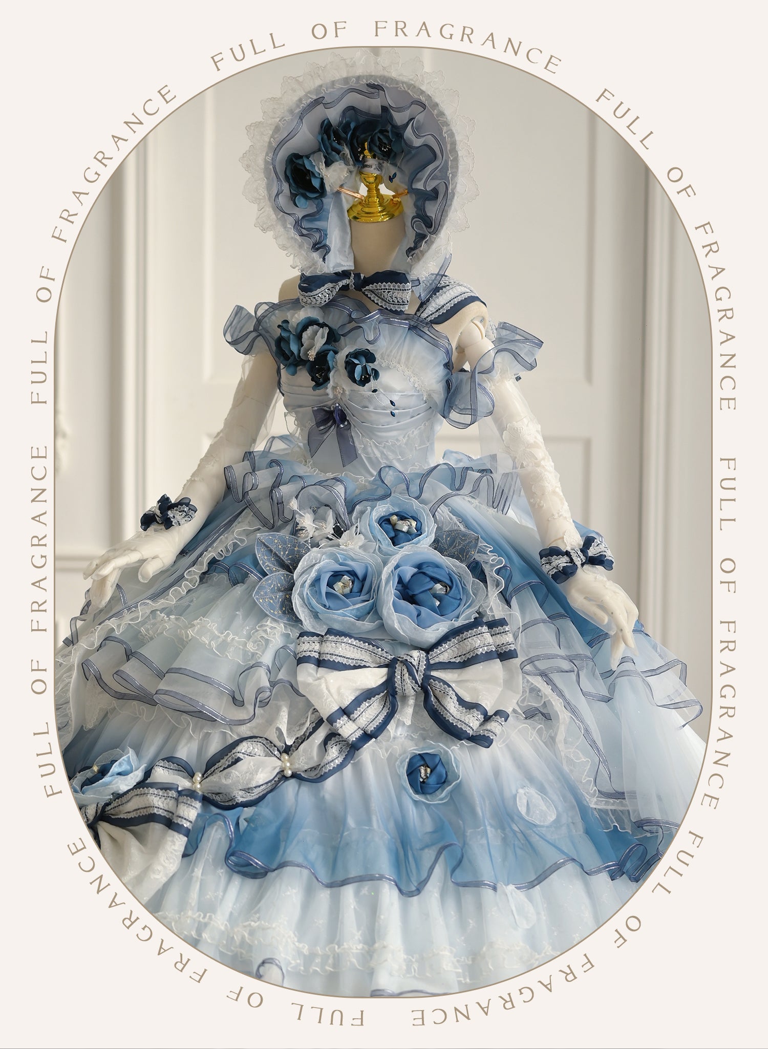 [Pre-orders available until 2/26] Full of Fragrance Dress with Train and Inner Skirt - Blue