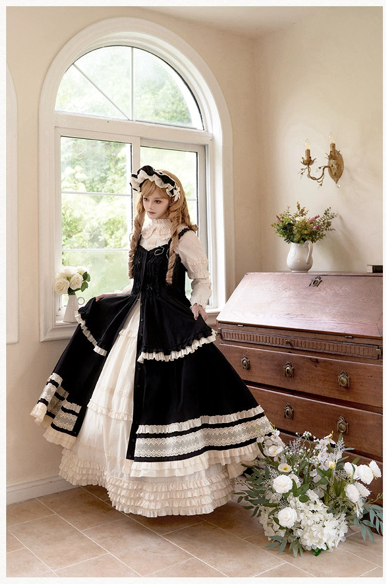 Long inner skirt with 4 tiers of ruffled hem