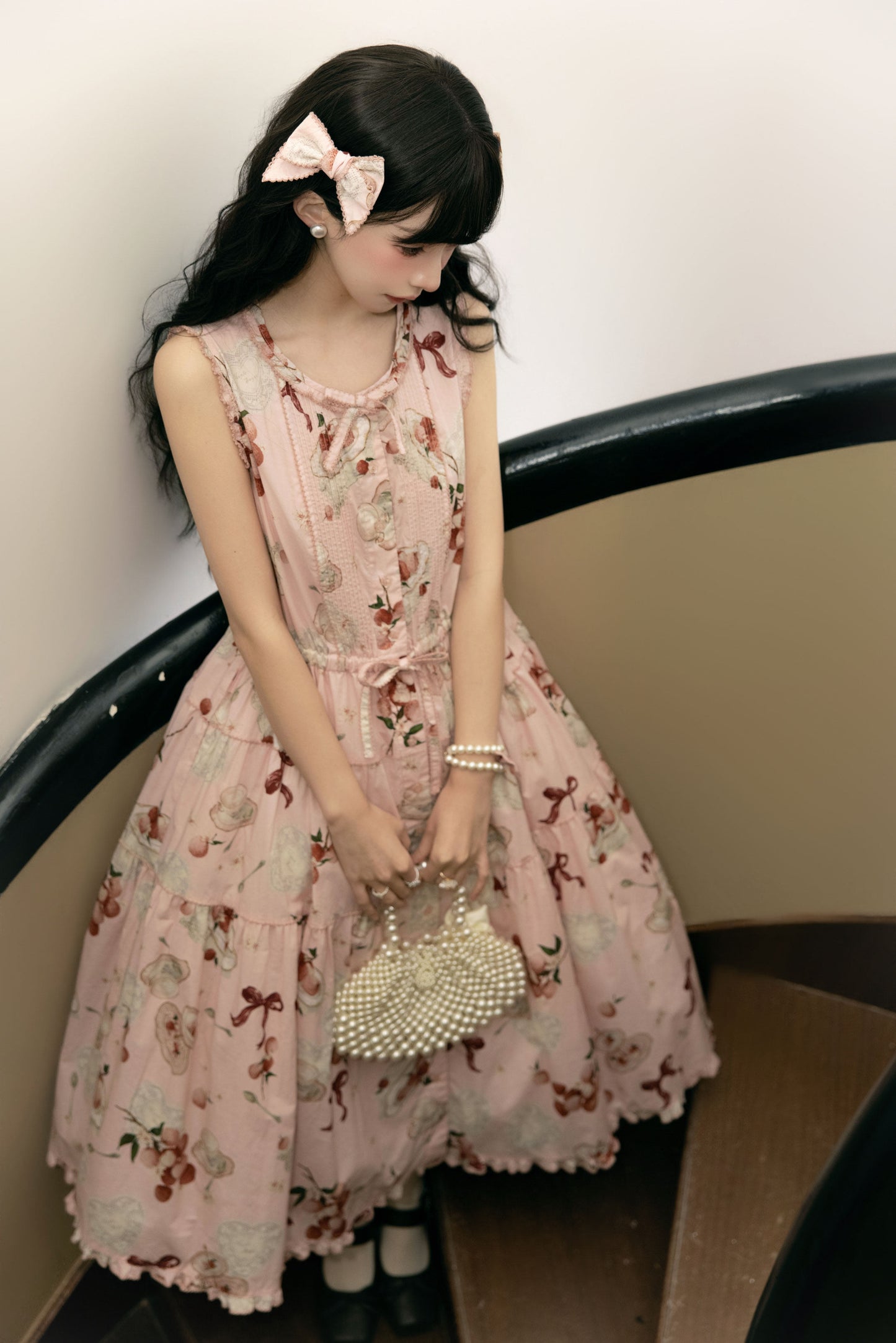 【受注予約1/22まで】Litchi Tea プリントジャンパースカート