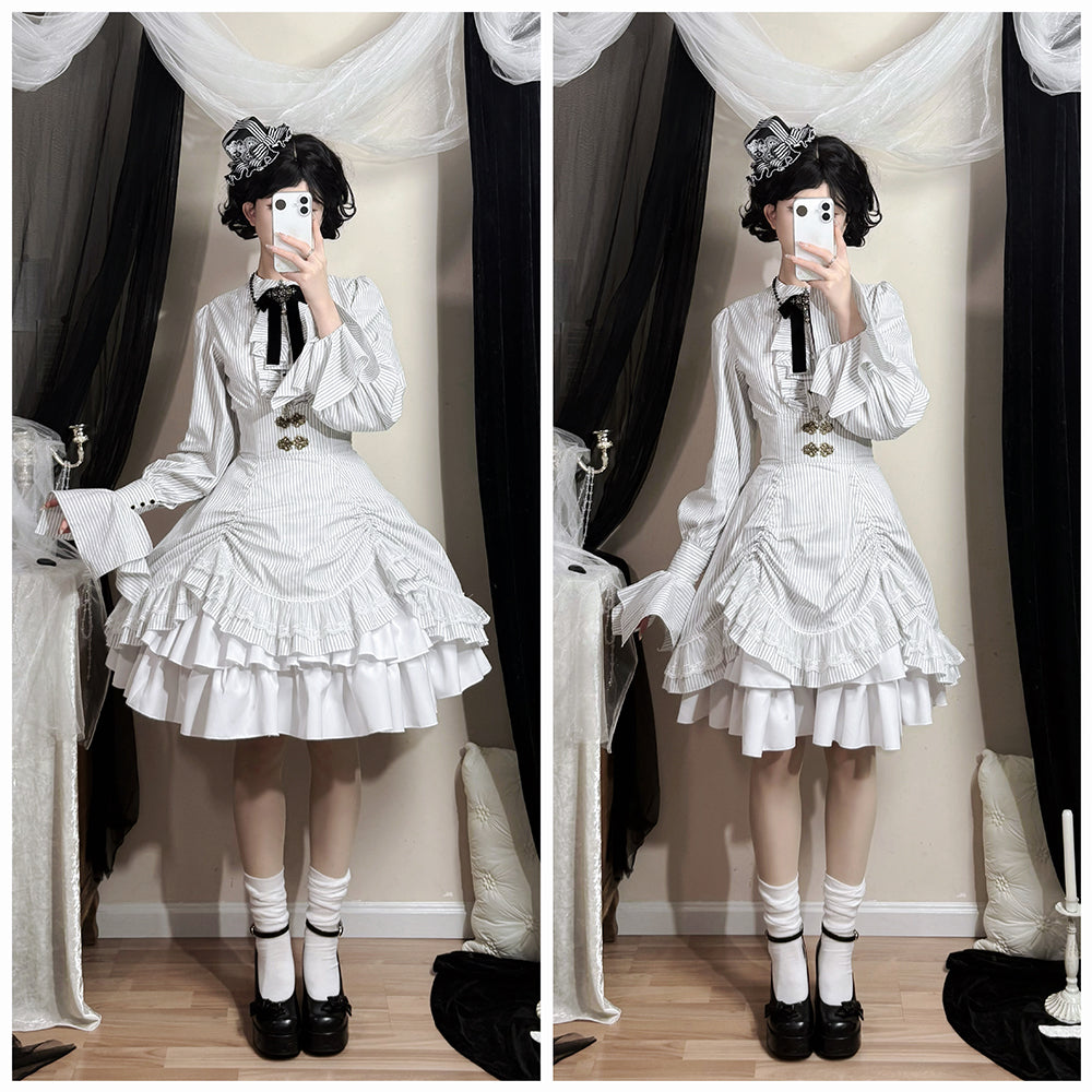 【受注予約1/7まで】領主貴族のゴスロリ 縦縞ハイウエストスカート・新色