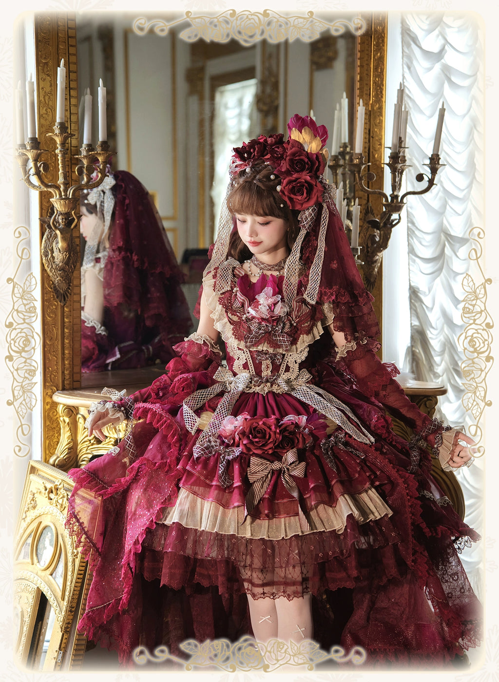 【受注予約8/13まで】Snow Rose Princess トレーン付きドレス・レッド