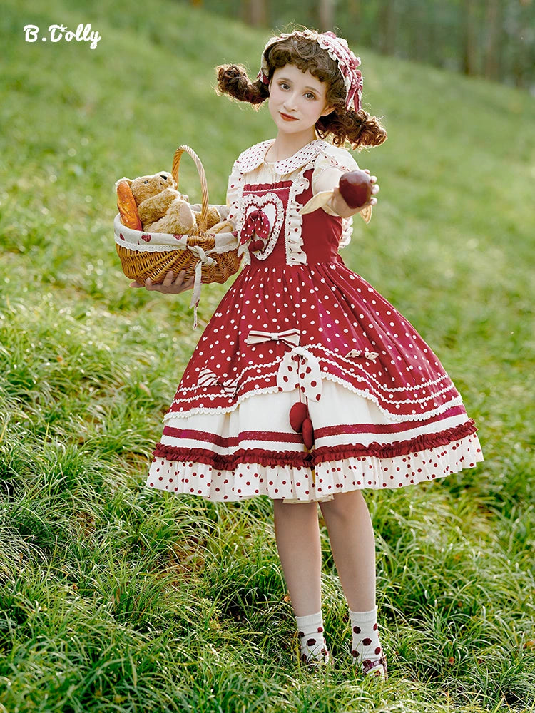 Red Cherry Pie 甘ロリ水玉ジャンパースカート