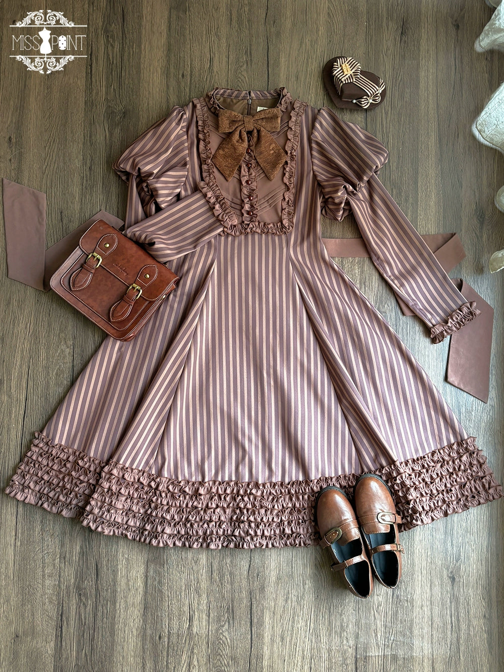 【予約販売】Classic Chocolat Stripe ストライプワンピース・ロング丈